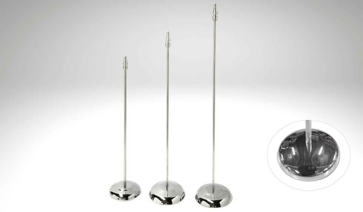 peanas de sobremesa cromadas en sus diferentes alturas